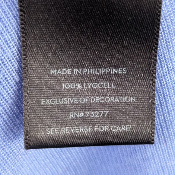 Simply Vera Vera Wang Medium Blue Lyocell Long Sleeve Asymmetrical Hem Tunic Top - Picture 3 of 4